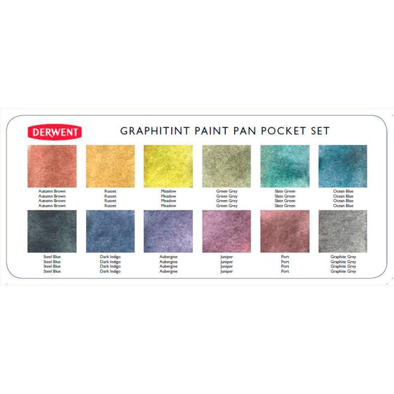 Derwent Graphitint Watercolor Paint 12 Pan Palette