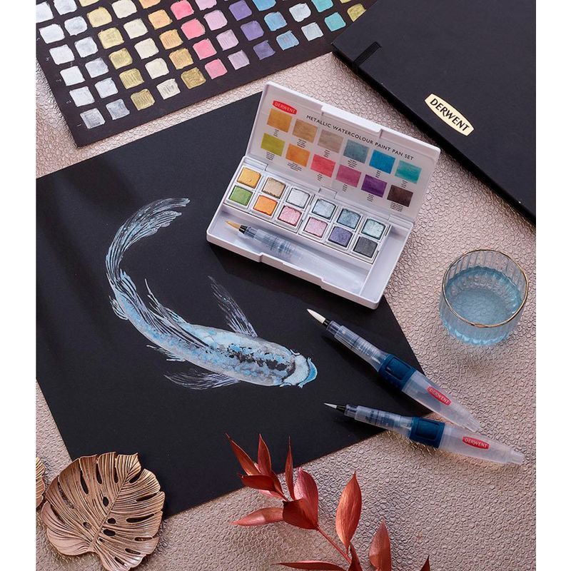 Derwent Metallic Watercolor Paint 12 Pan Palette