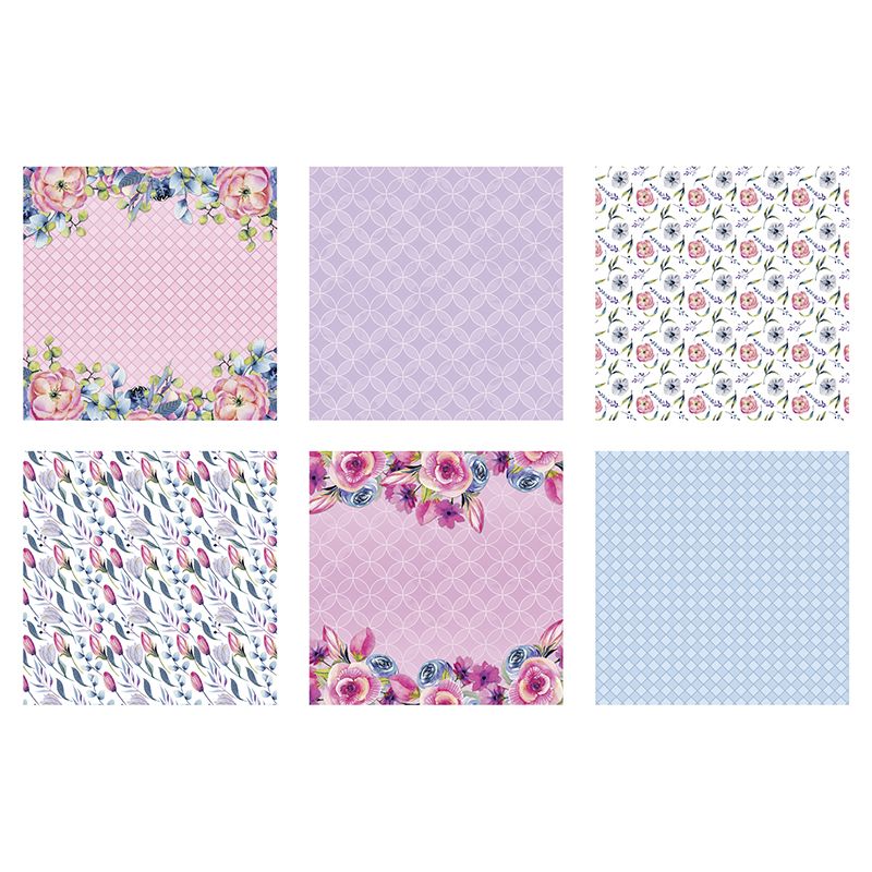 Kuviopaplehtiö Floral Daze 20x20cm, 160g 24ark, 6 kuosia