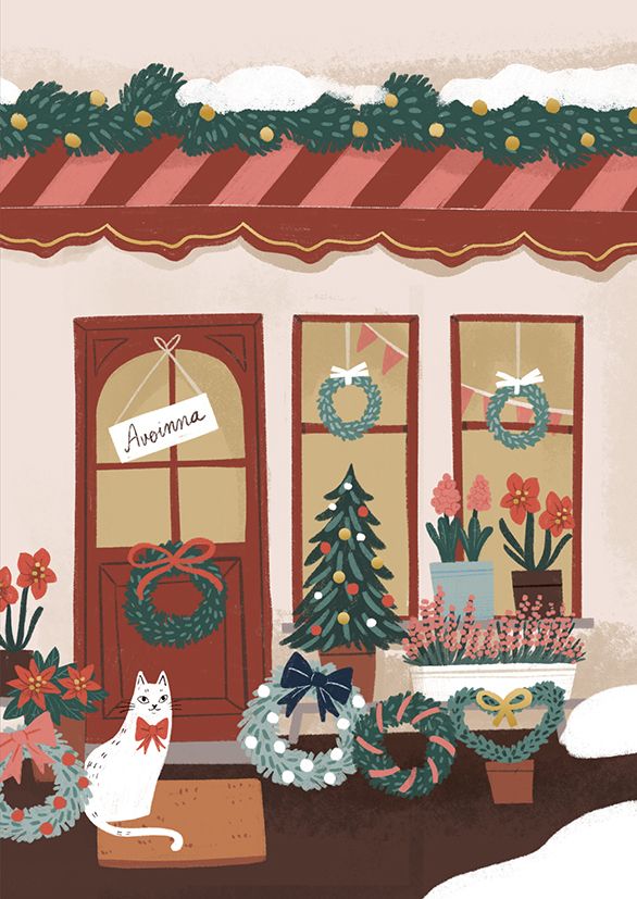 2-osainen kortti joulu Kaisu Sandberg - Jouluinen kukkapuoti