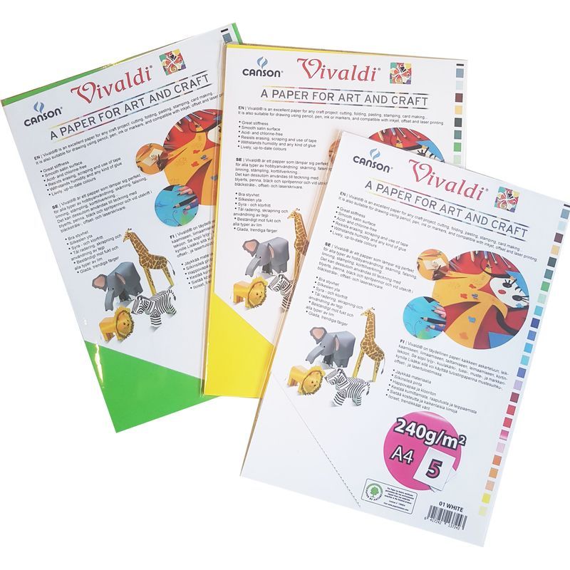 Canson Iris Vivaldi 240g A4 29 Bright green 5arkin, 5 arkin pakkaus