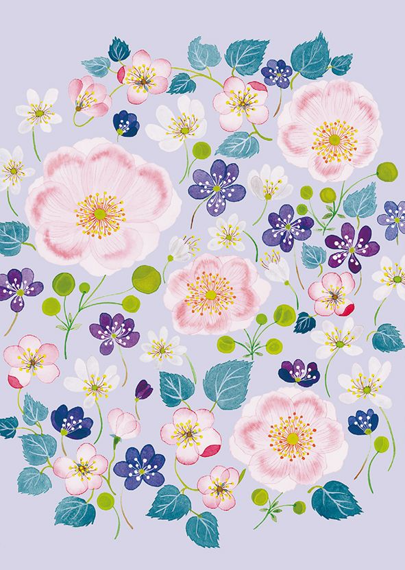 2-osainen kortti Anna Emilia - Kukkia