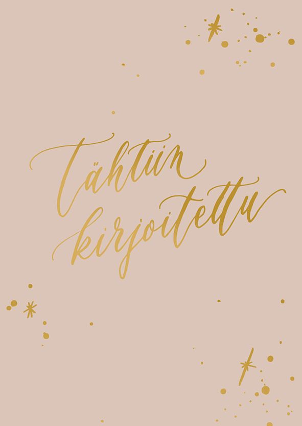 2-osainen kortti Kalligrafiastudio - Tähtiin kirjoitettu