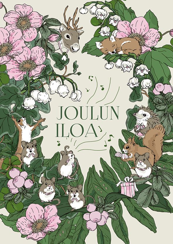 2-osainen joulukortti Nuppu Print Company - Joulun iloa, metsän joulu