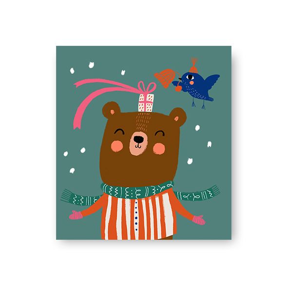 Pakettikortti joulu Putinki Mallius - Nalle ja paketti