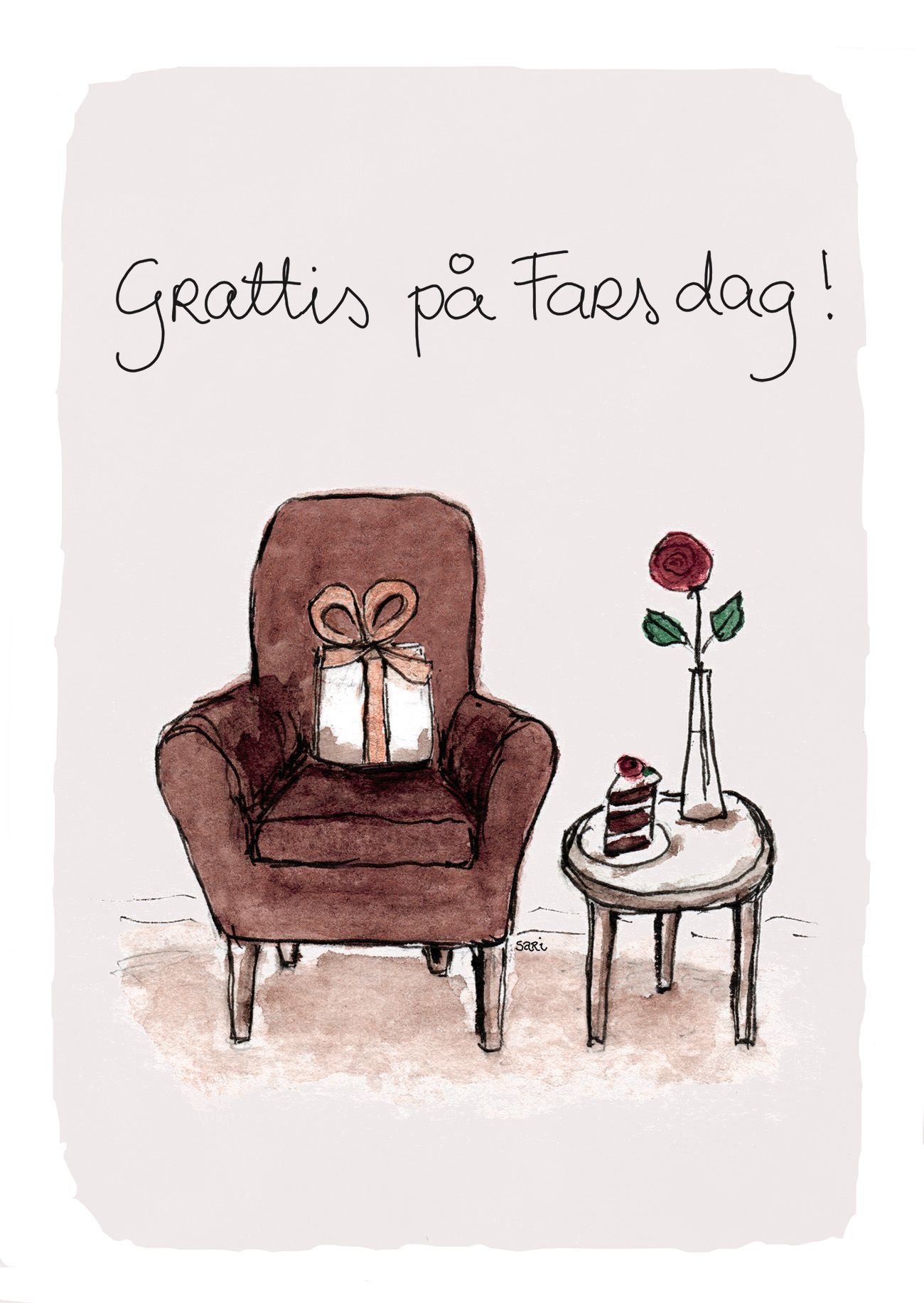 2-osainen kortti Sari's Artwork - Grattis på Fars dag!