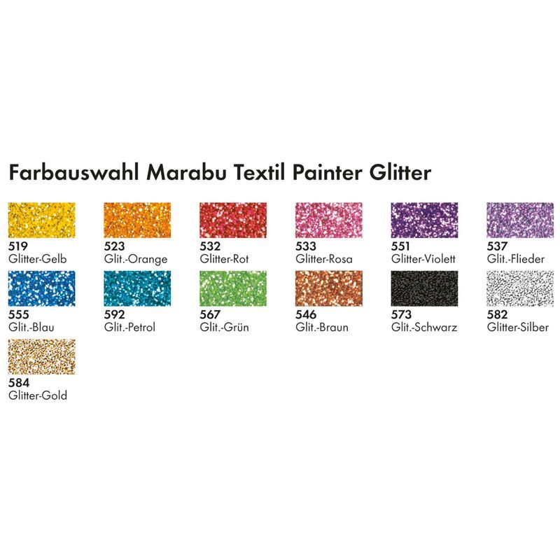 T Marabu Tekstiilitussi Glitter 519 3mm keltainen, vaaleille ja tummille kankaille