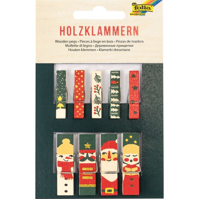 P. FOLIA puiset pyykkipojat 9kpl Joulu 1, 5 pientä, 4 isoa