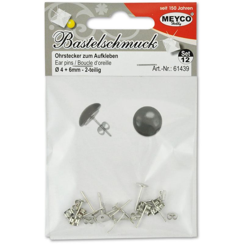 MEYCO Korvakorutappi 4+6mm hopea, TEHTAALLE 03/2025 nikkelitön