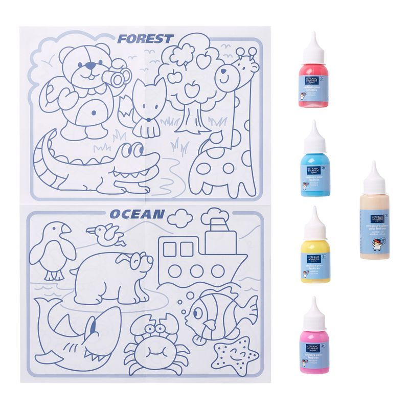 LB Ikkuna kalvoväri 4x35ml+1x60ml, kulta rajausväri + 20kpl aiheita