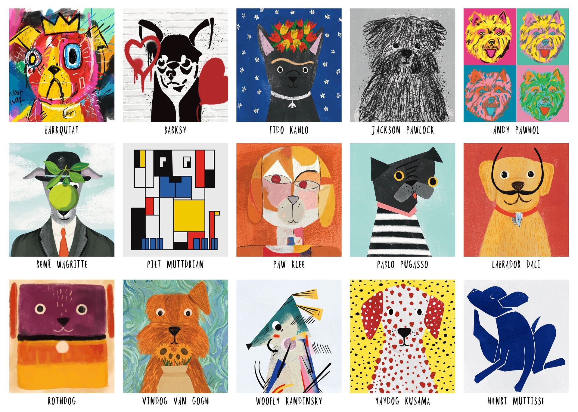 Palapeli 1000 palaa Happily Puzzles - Art Dogs