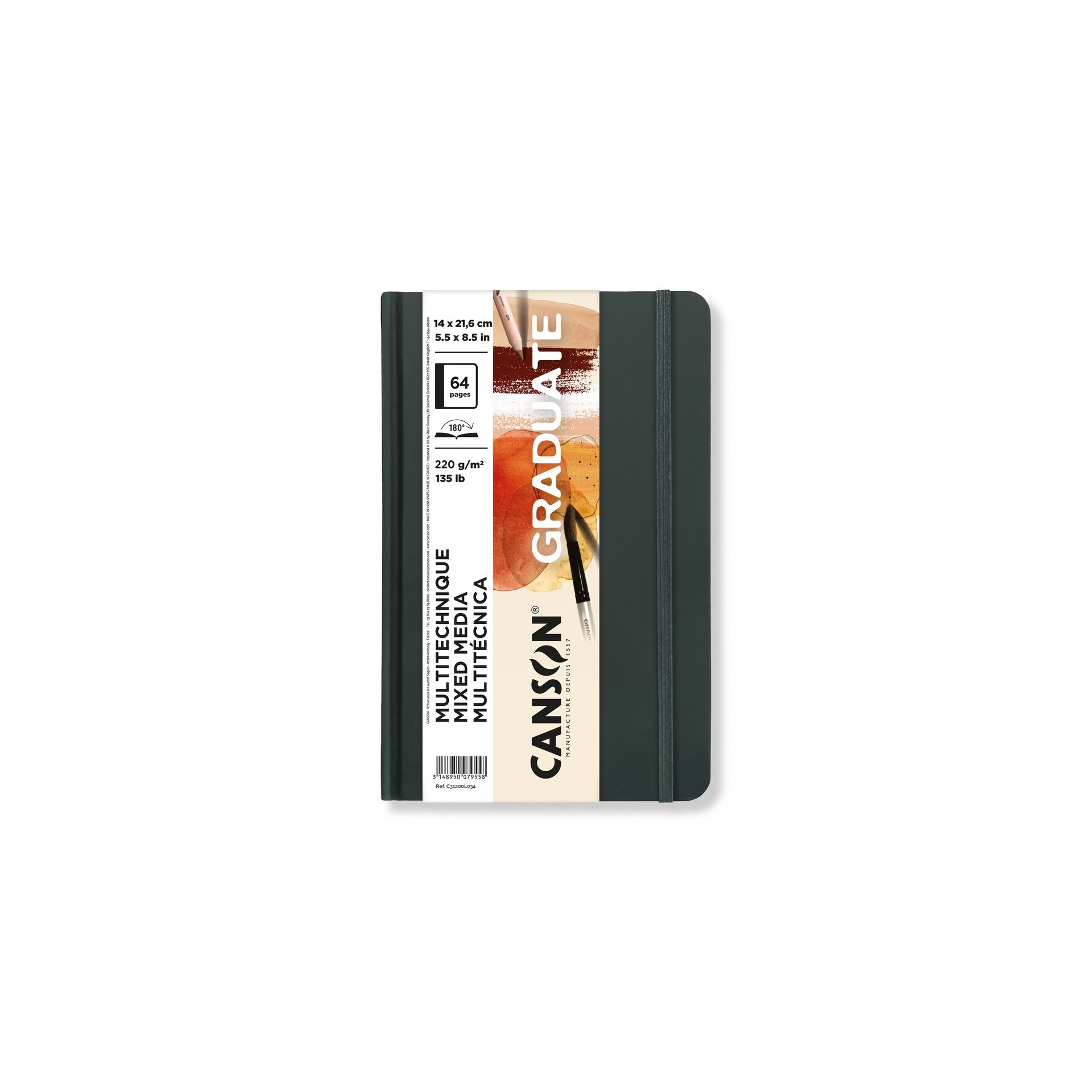 Graduate luonnoskirja MixM 14x21,6cm 220g(64) rusk, ruskea paperi